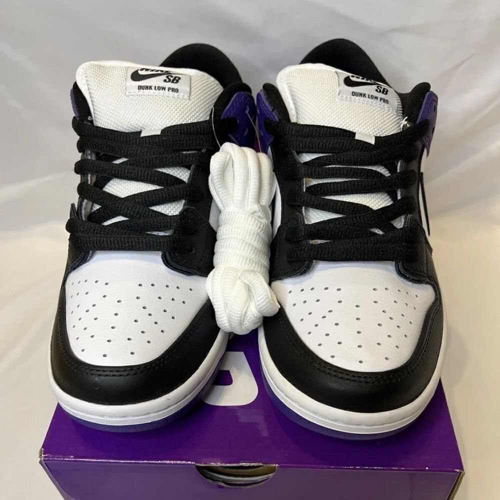 NIKE SB DUNK LOW COURT PURPLE black white BQ6817-500 size 8 - 14 - Picture 3 of 11